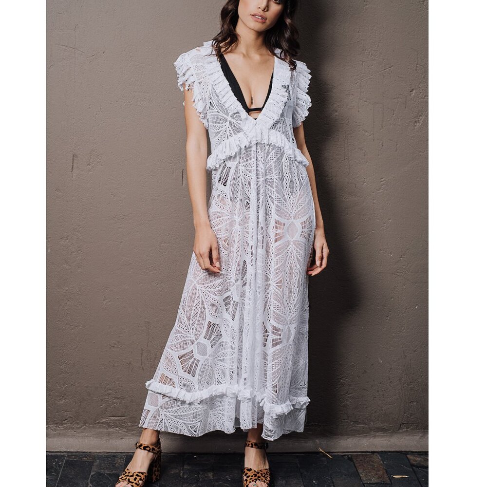 Maison Revolt  White Lace Maxi Dress – Size S